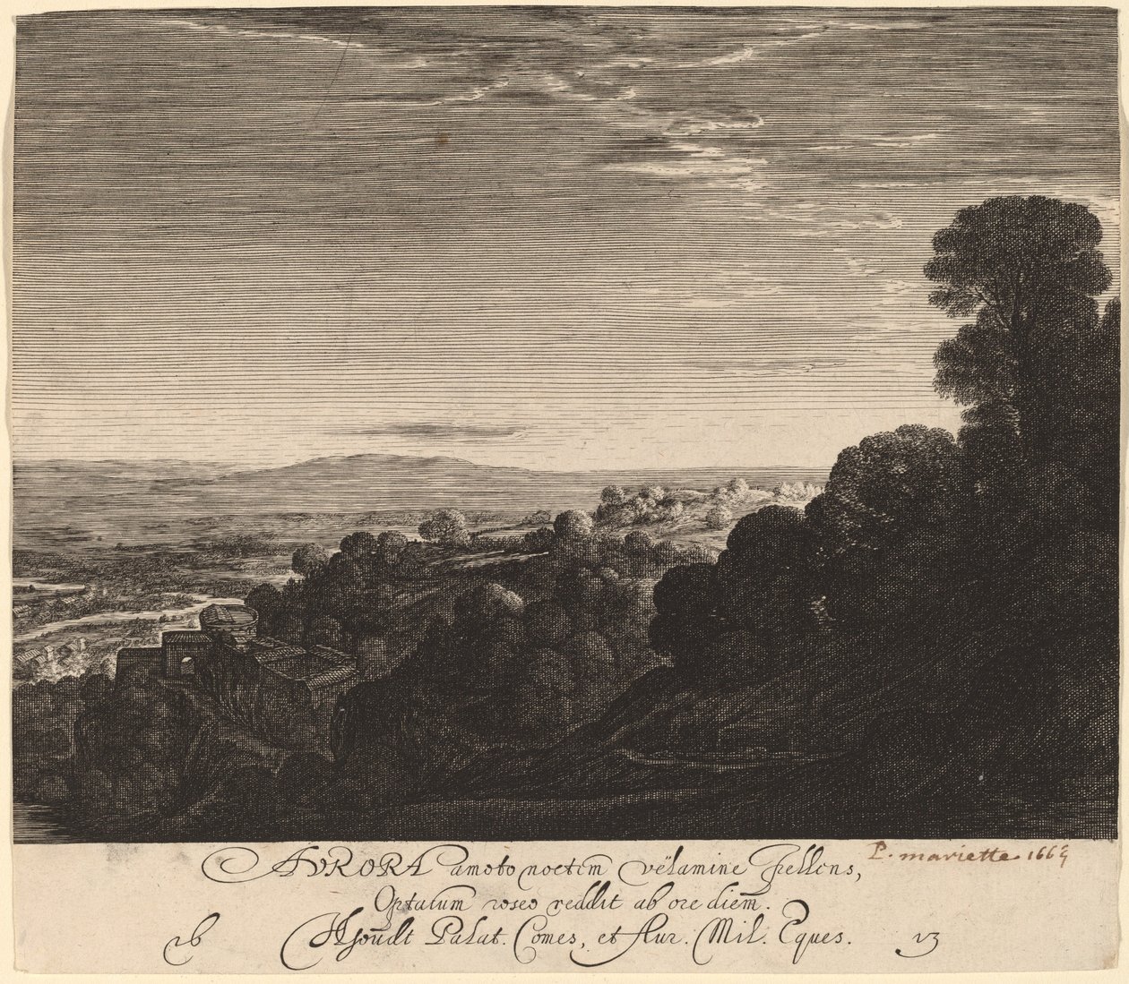 Paisagem ao amanhecer: Aurora de Hendrik Goudt after Adam Elsheimer