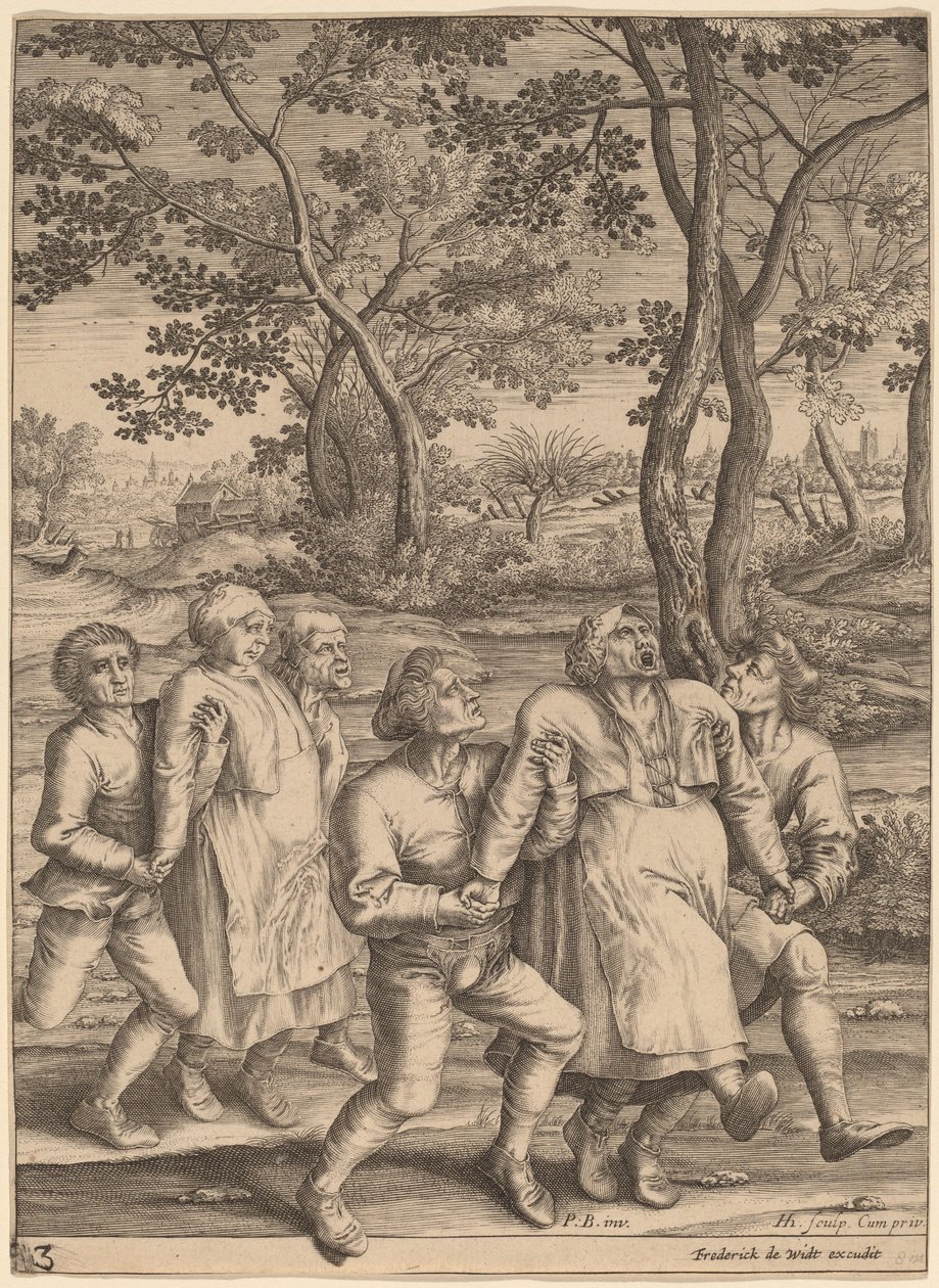 Epilépticos caminhando para a direita de Hendrik Hondius I after Pieter Bruegel the Elder
