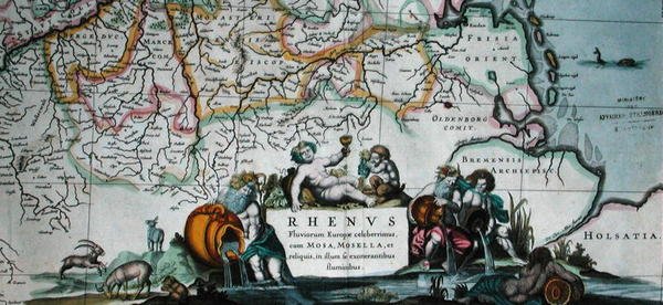 Cartouche de um mapa do curso do Reno, de 