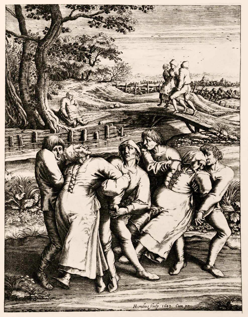 Peste da dança, Strasbourg, Alsácia. 1518 de Hendrik I Hondius