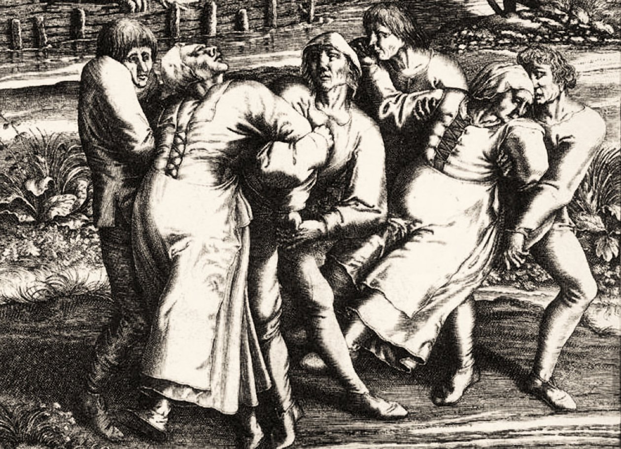 Peste da dança, Strasbourg, Alsácia. 1518 de Hendrik I Hondius
