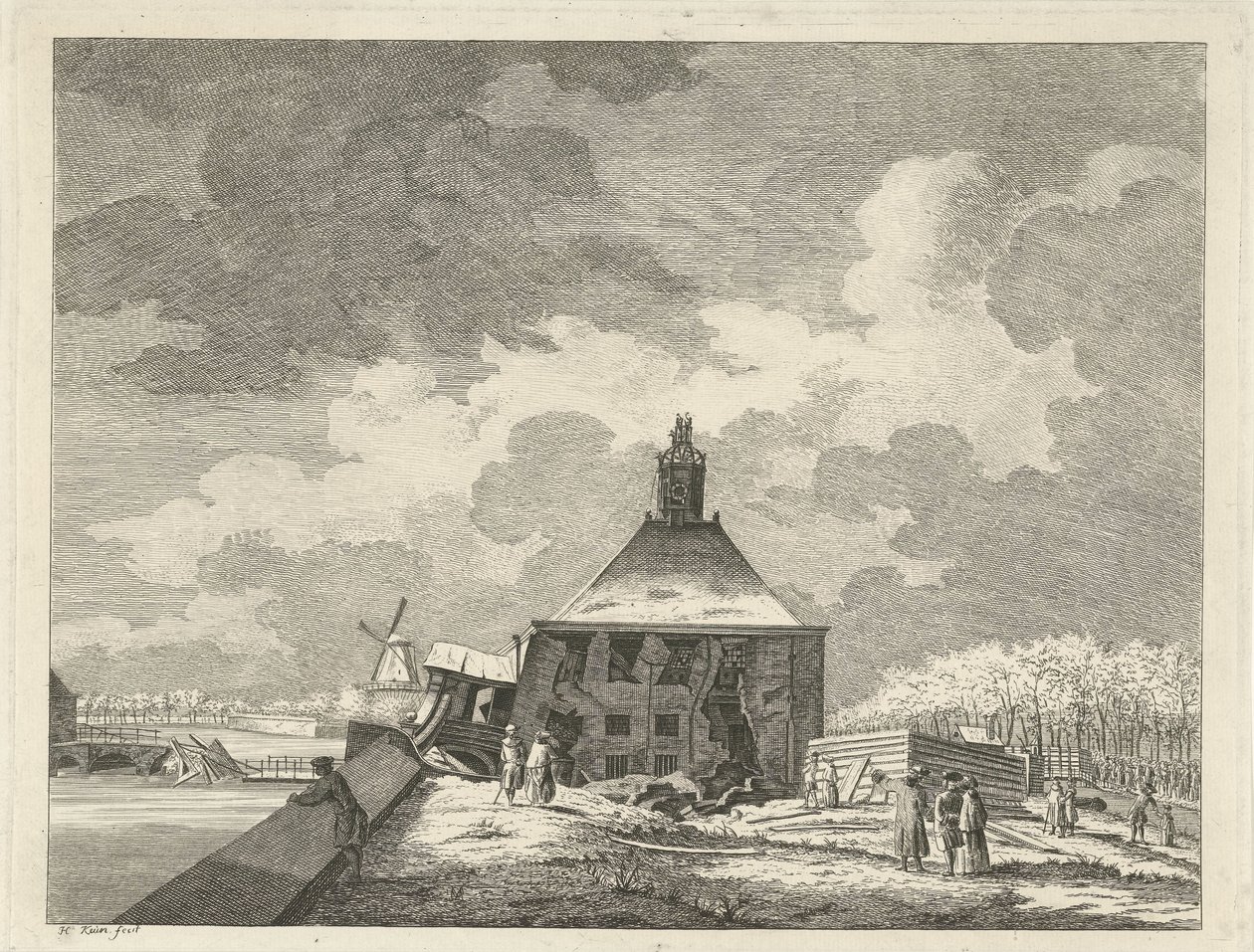 Muiderpoort flácido, visto da rampa, 1769 de Hendrik Keun