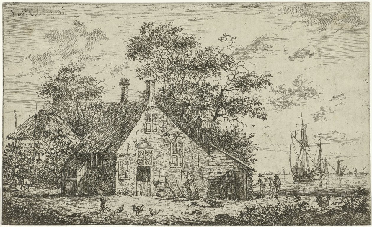 Fazenda em um rio de Hendrik Kobell