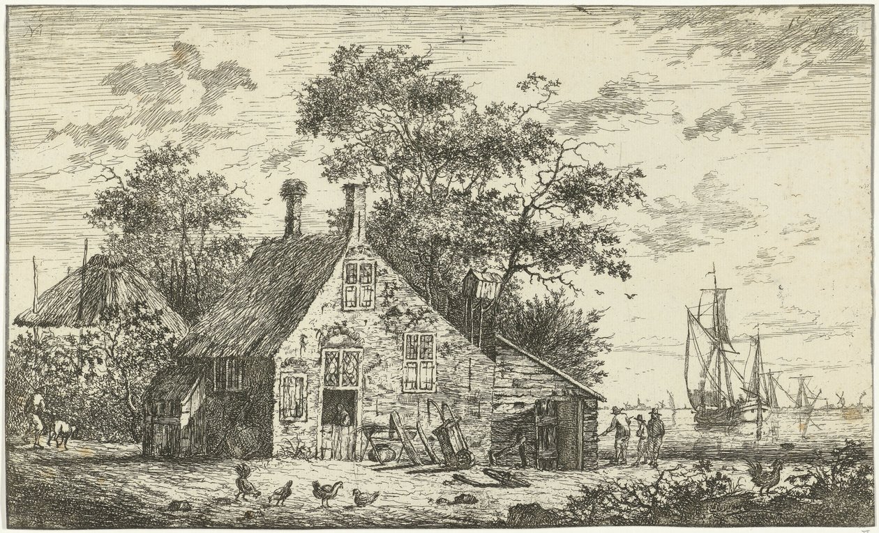 Fazenda em um rio de Hendrik Kobell