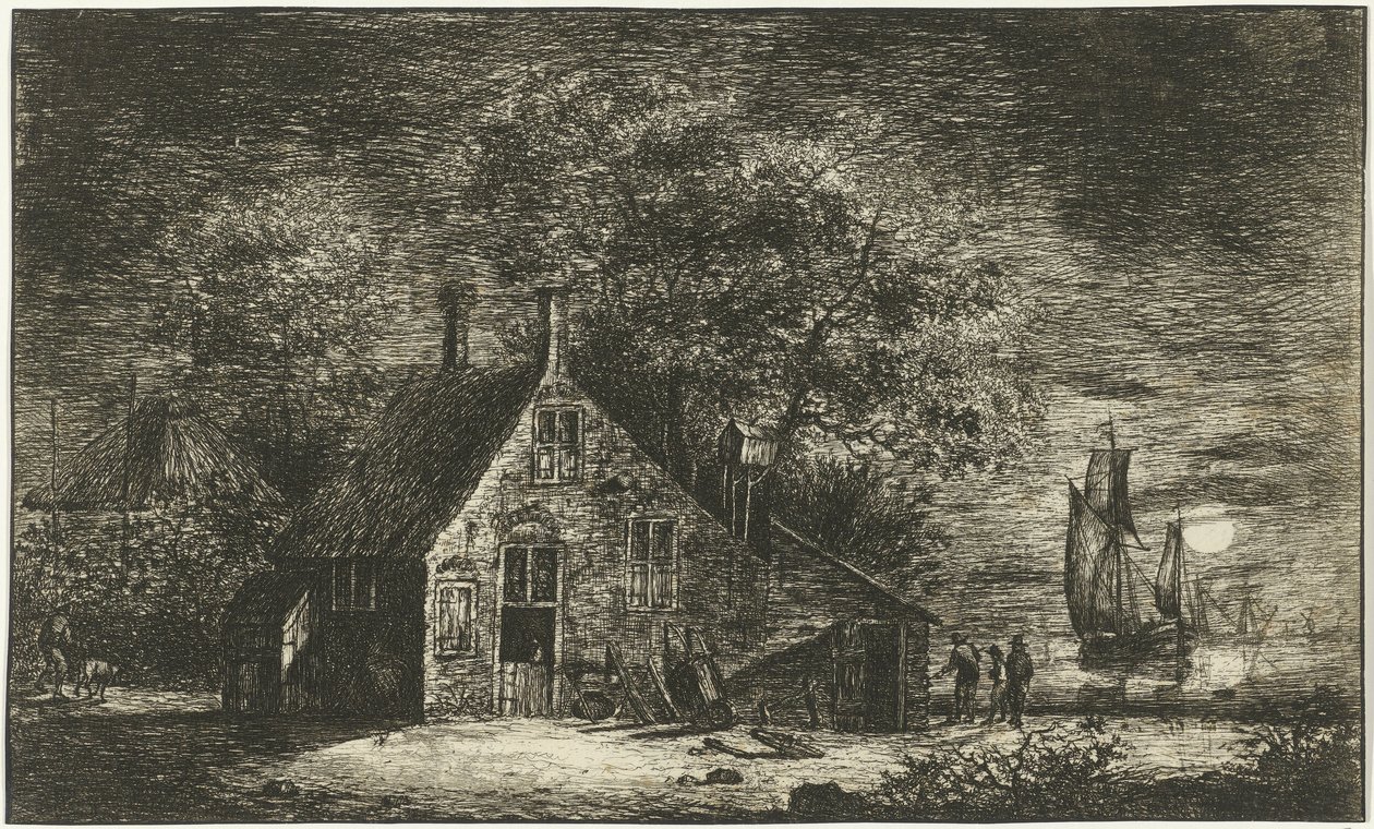 Fazenda em um rio de Hendrik Kobell