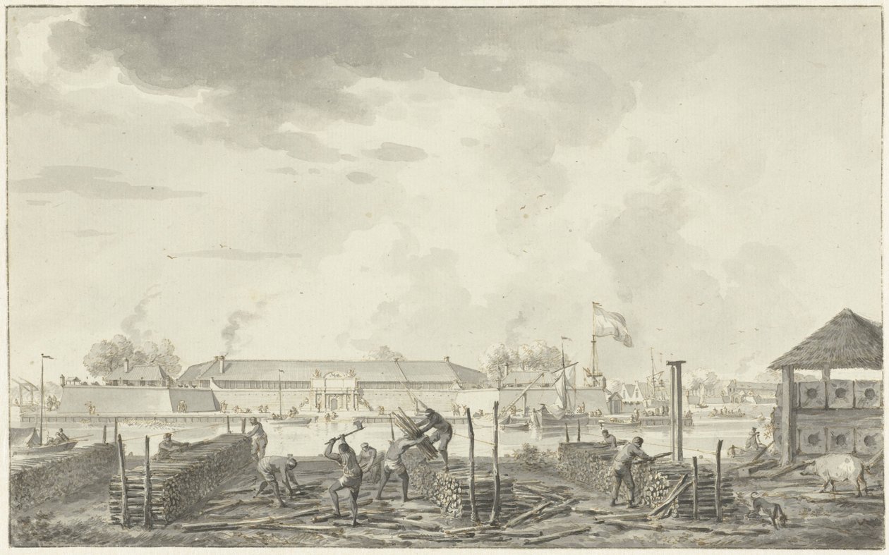 O castelo de Batavia, visto do Houtkrap de Hendrik Kobell