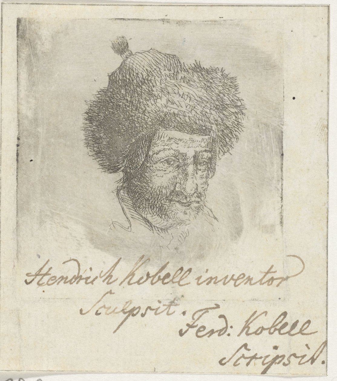 Cabeça masculina com chapéu de pele de Hendrik Kobell