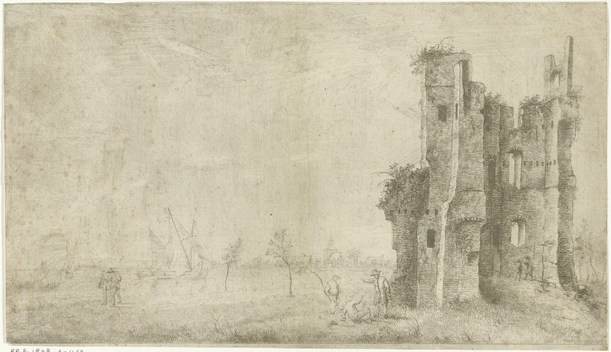 Ruínas de Huis te Merwede perto de Dordrecht de Hendrik Kobell