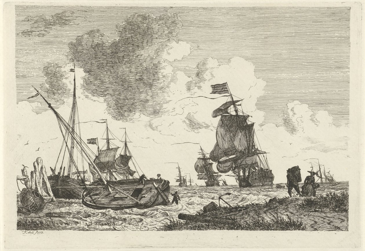 Seascape no vento forte de Hendrik Kobell