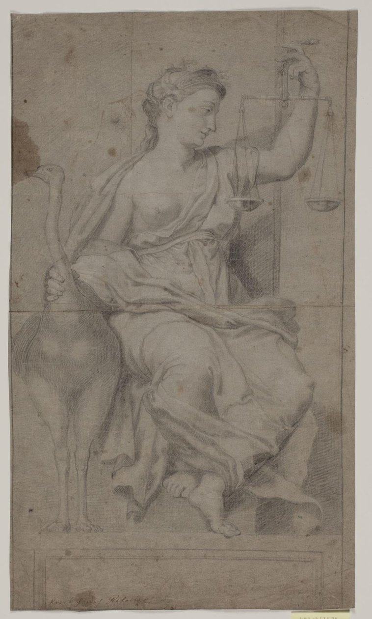 Justiça sentada. (Estudo após figura na Sala di Costantino, Vaticano, Roma) de Hendrik Krock