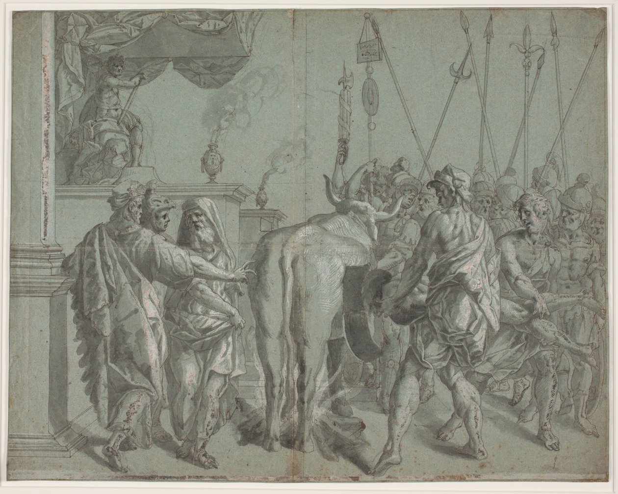 O tirano Falaro de Agrigento encerra o escultor Parillus em seu touro de bronze brilhante de Hendrik Krock