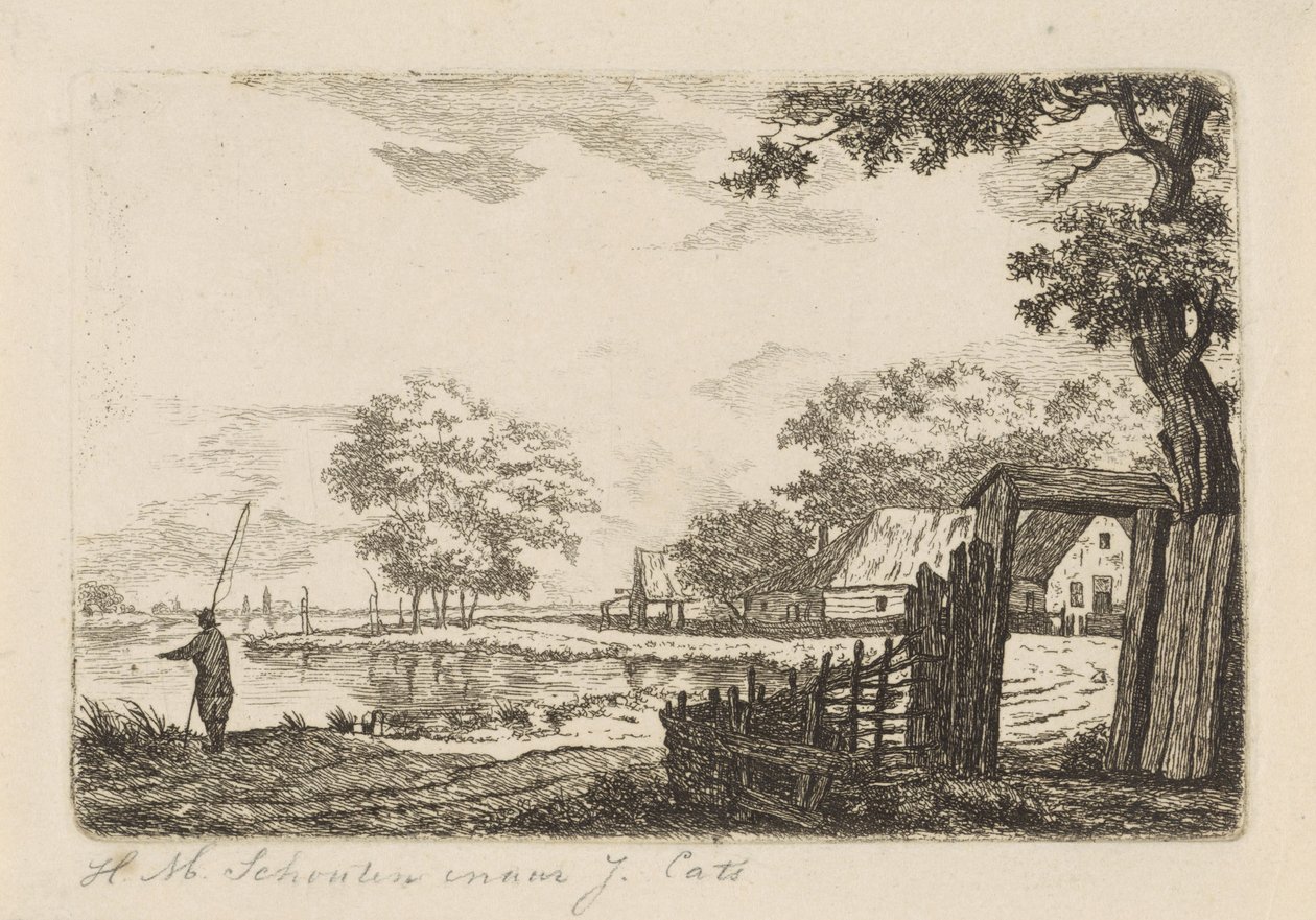 Paisagem com pescador de Hendrik Marcus Schouten