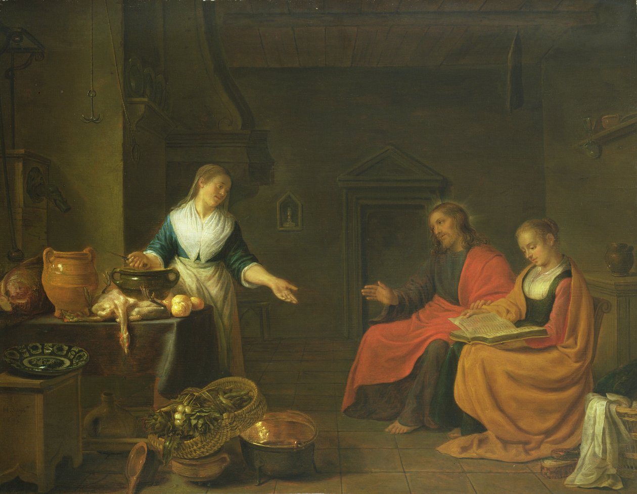 Cristo na casa de Marta e Maria, 1645 de Hendrik Martensz Sorgh