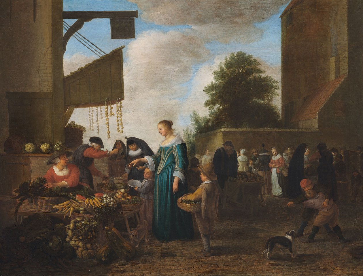 Mercado de legumes, c.1660 (óleo sobre madeira de carvalho) de Hendrik Martensz Sorgh