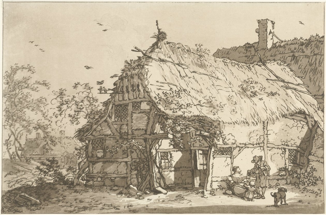 Boerderij met een gezin op het erf
Doze desenhos calculados para a utilização daqueles que estão a aprender a desenhar a paisagem (título da série) de Hendrik Meijer