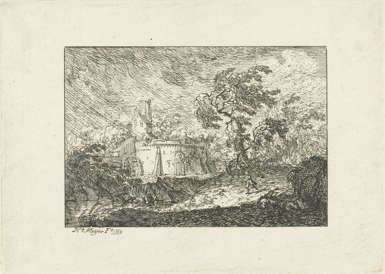 Paisagem à chuva e tempestade de Hendrik Meijer