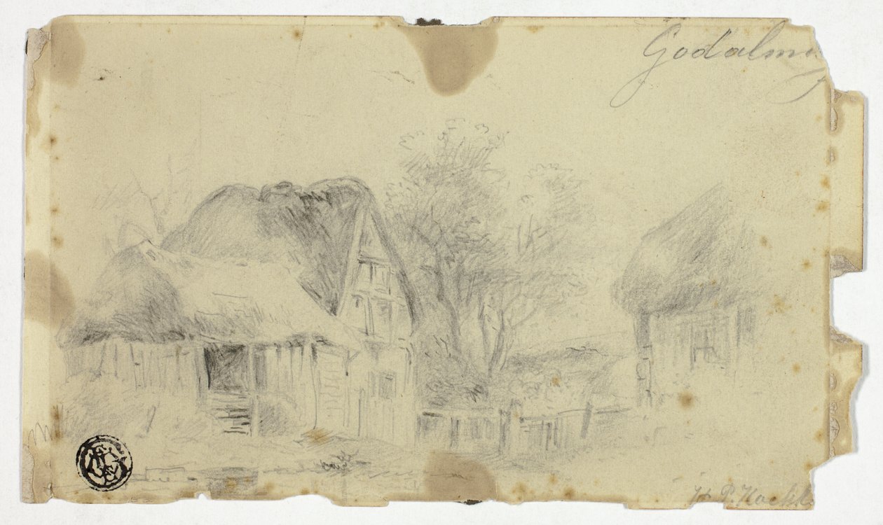 Casa com telhado de palha de Hendrik Pieter Koekkoek
