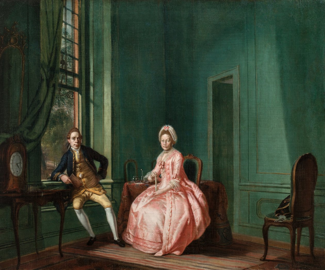 O poeta Johannes Nomsz e a sua mulher Anna Maria Telghorst na sua sala de estar, em Amesterdão de Hendrik Pothoven