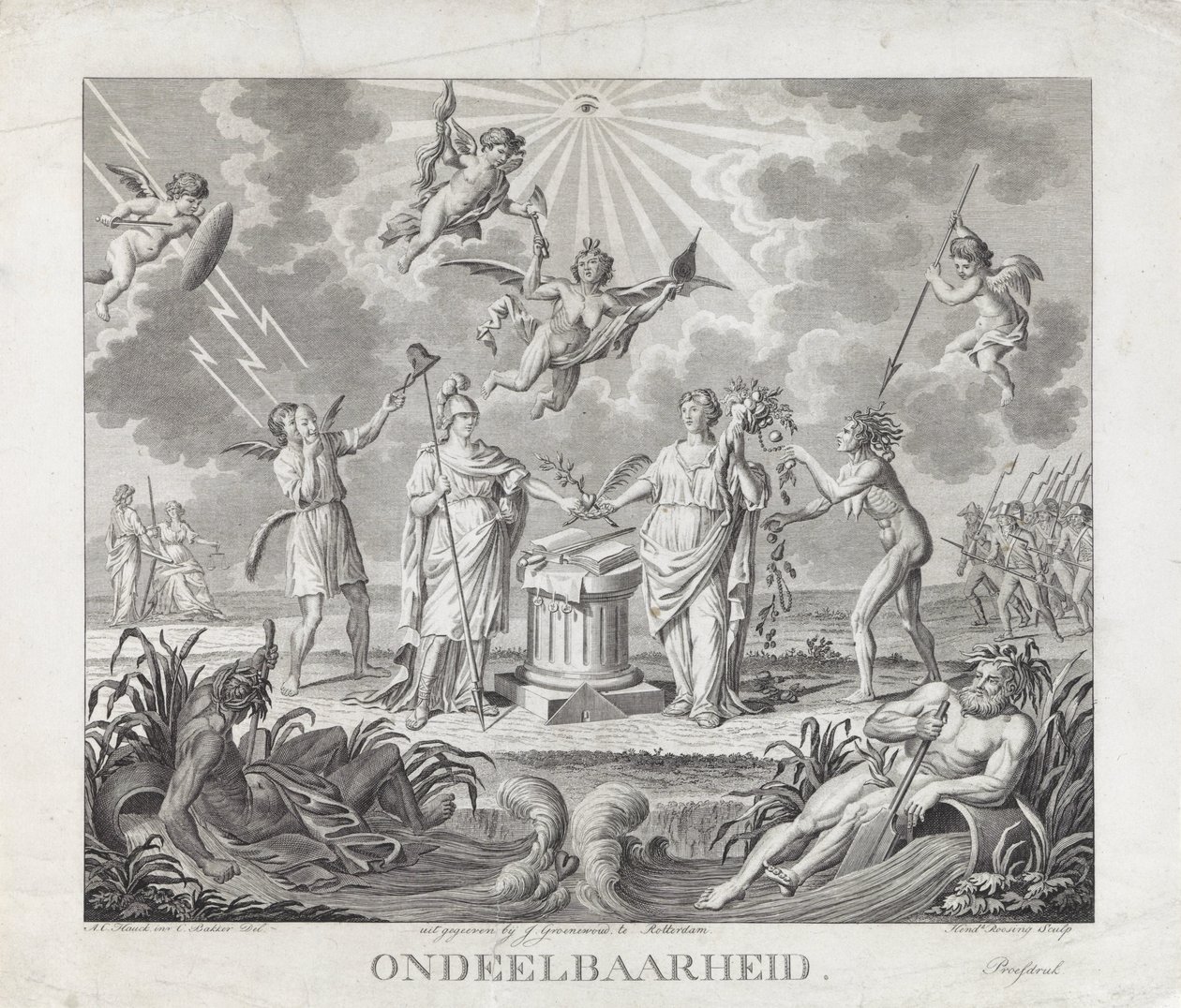 Alegoria da Indivisibilidade, 1795
Indivisibilidade (título sobre o objecto)
Quatro alegorias sobre a revolução de 1795 (título da série) de Hendrik Roosing