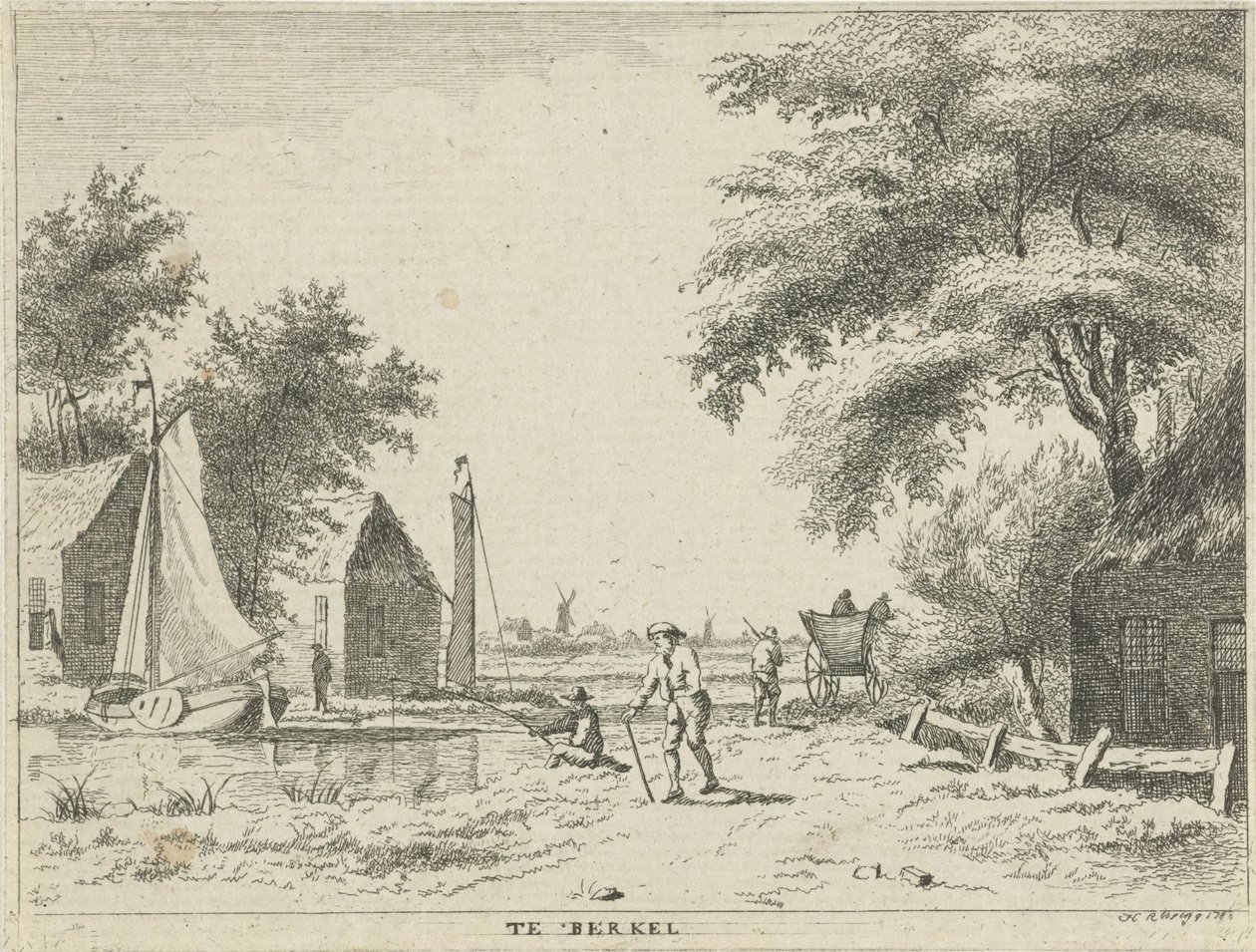 Vista de um rio
Em Berkel (título sobre o objecto)
Paisagens na região de Schieland (título da série) de Hendrik Roosing