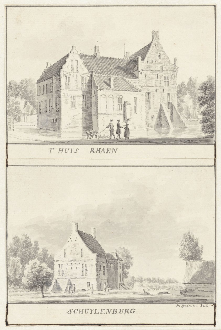 As casas senhoriais Rhaan e Schuylenburg em Salland, Overijssel de Hendrik Spilman