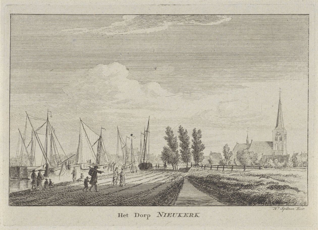 Vista de Nieuwerkerk aan den IJssel A Aldeia de Nieukerk (título no objeto) de Hendrik Spilman