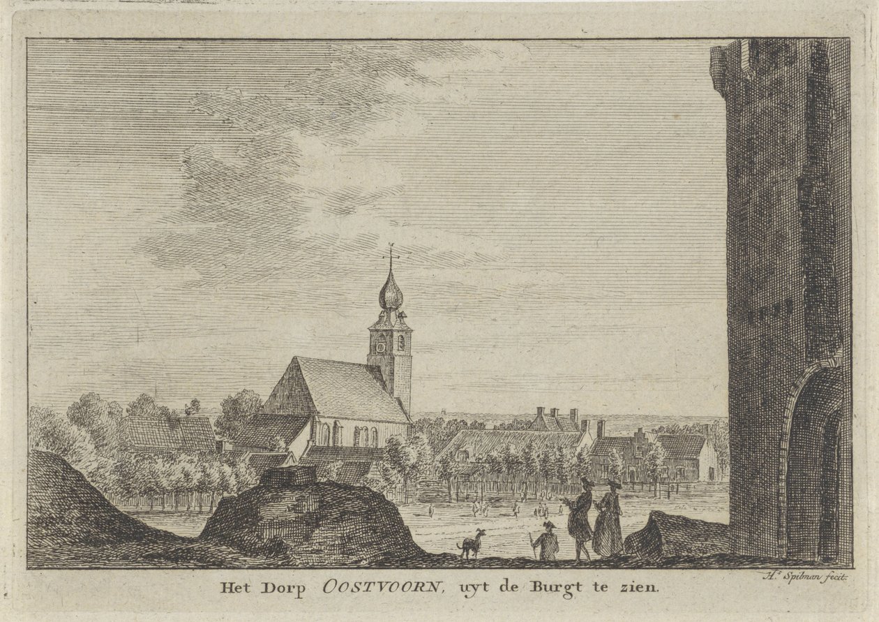 Vista de Oostvoorne
Vista da aldeia de Oostvoorn, uyt de Burgt (título sobre o objecto) de Hendrik Spilman
