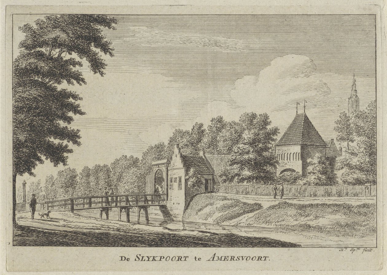Vista do Slijkpoort em Amersfoort
O Slykpoort em Amersvoort (título sobre o objecto) de Hendrik Spilman