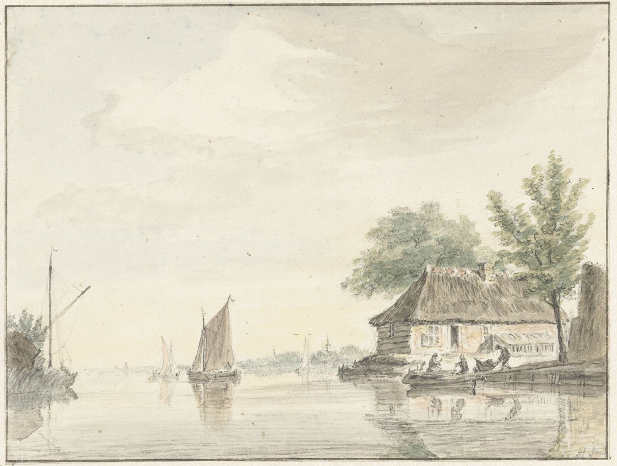 Paisagem do rio com barcos à vela de Hendrik Spilman