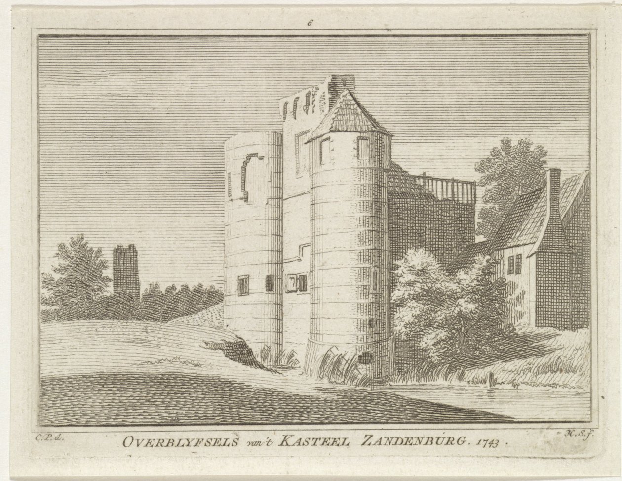 Ruínas do castelo de Zandenburg, Veere
Restos do castelo de Zandenburg, 1743 (título sobre o objecto) de Hendrik Spilman