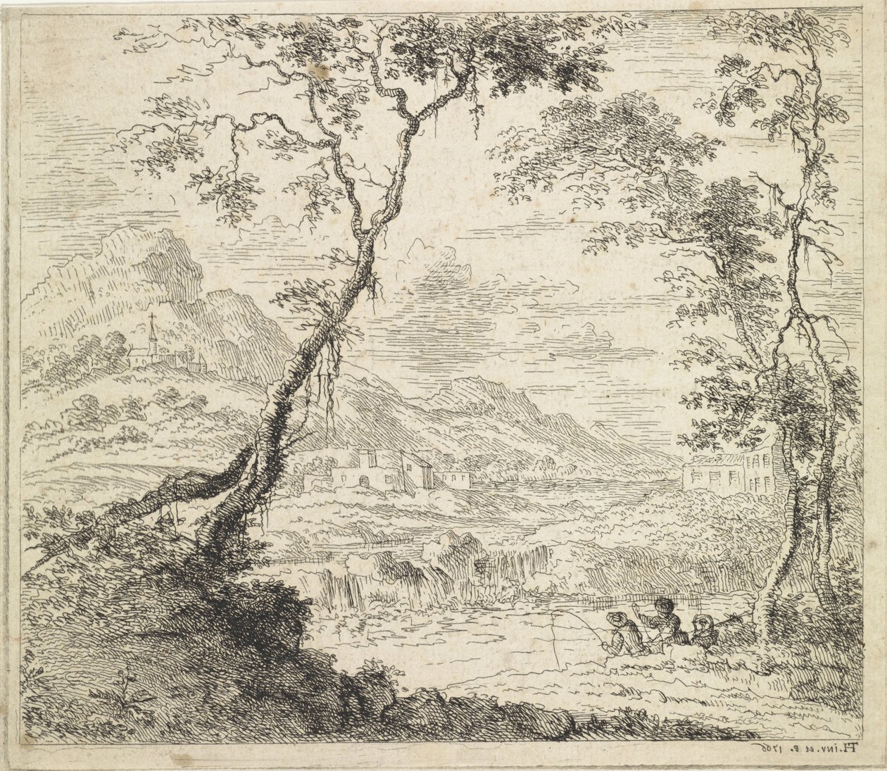 Paisagem com pescadores por um rio de Hendrik Tavenier