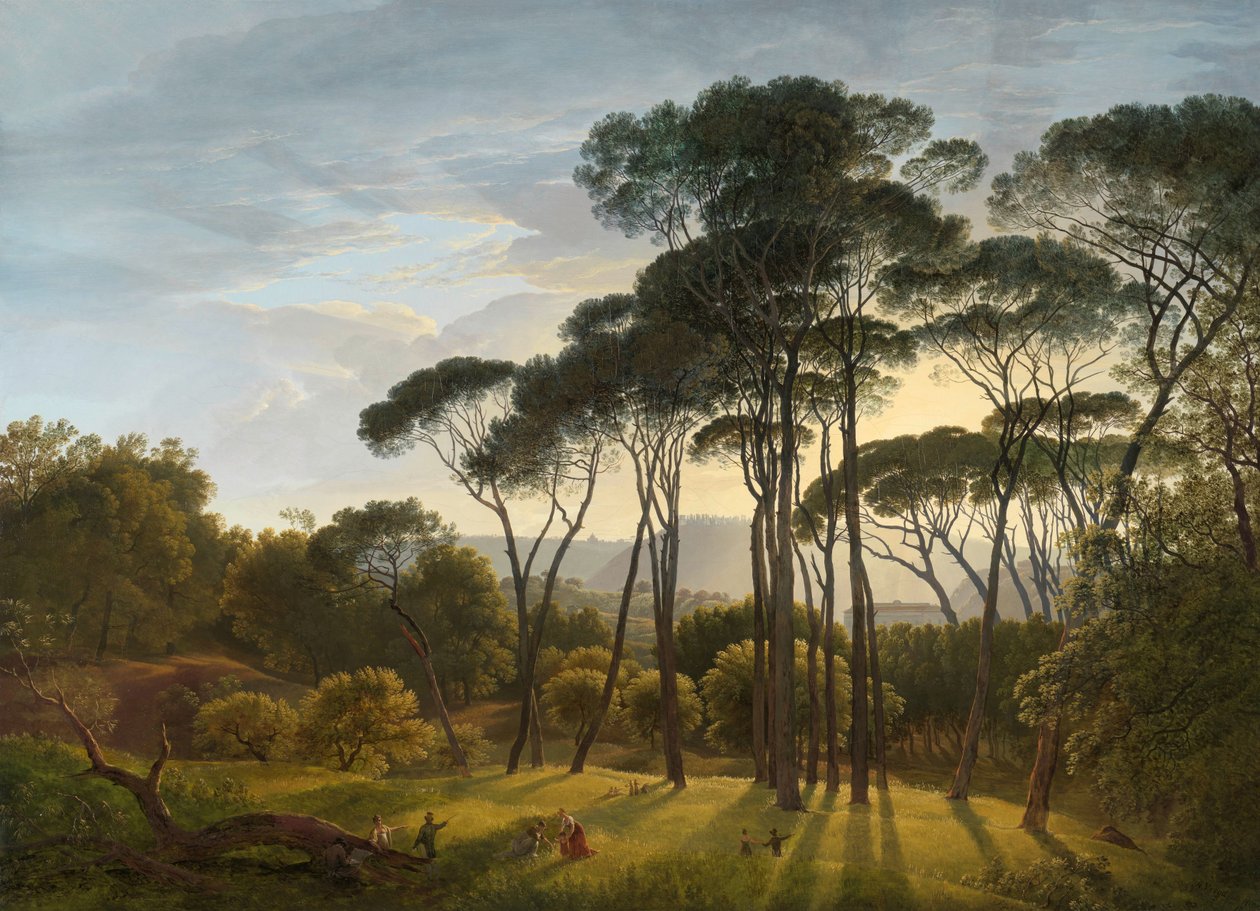 Paisagem italiana com pinheiros de guarda-chuva de Hendrik Voogd