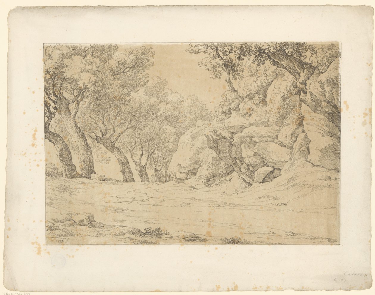 Avenida com rochas cobertas de vegetação
Tentamina Lithographica (título da série)
Paisagens italianas (título da série) de Hendrik Voogd