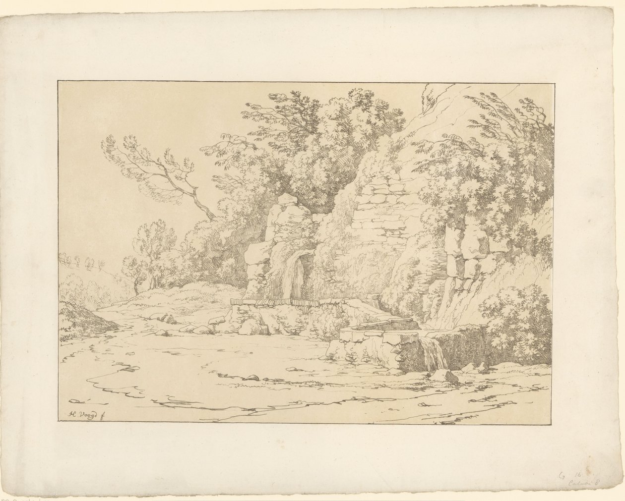 Rochas com bacias Tentamina Lithographica (título da série) Paisagens italianas (título da série) de Hendrik Voogd