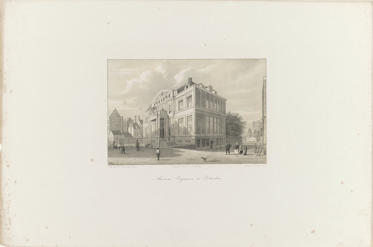 Vista do Museu Boijmans em Roterdã, 1854 Museu Boijmans em Rotterdam (título no objeto) A Sociedade para a Promoção de Toonkunst, seu Festival de Música e a cidade de Roterdã. memória do ano de 1854 (título da série no objeto) de Hendrik Wilhelmus Last