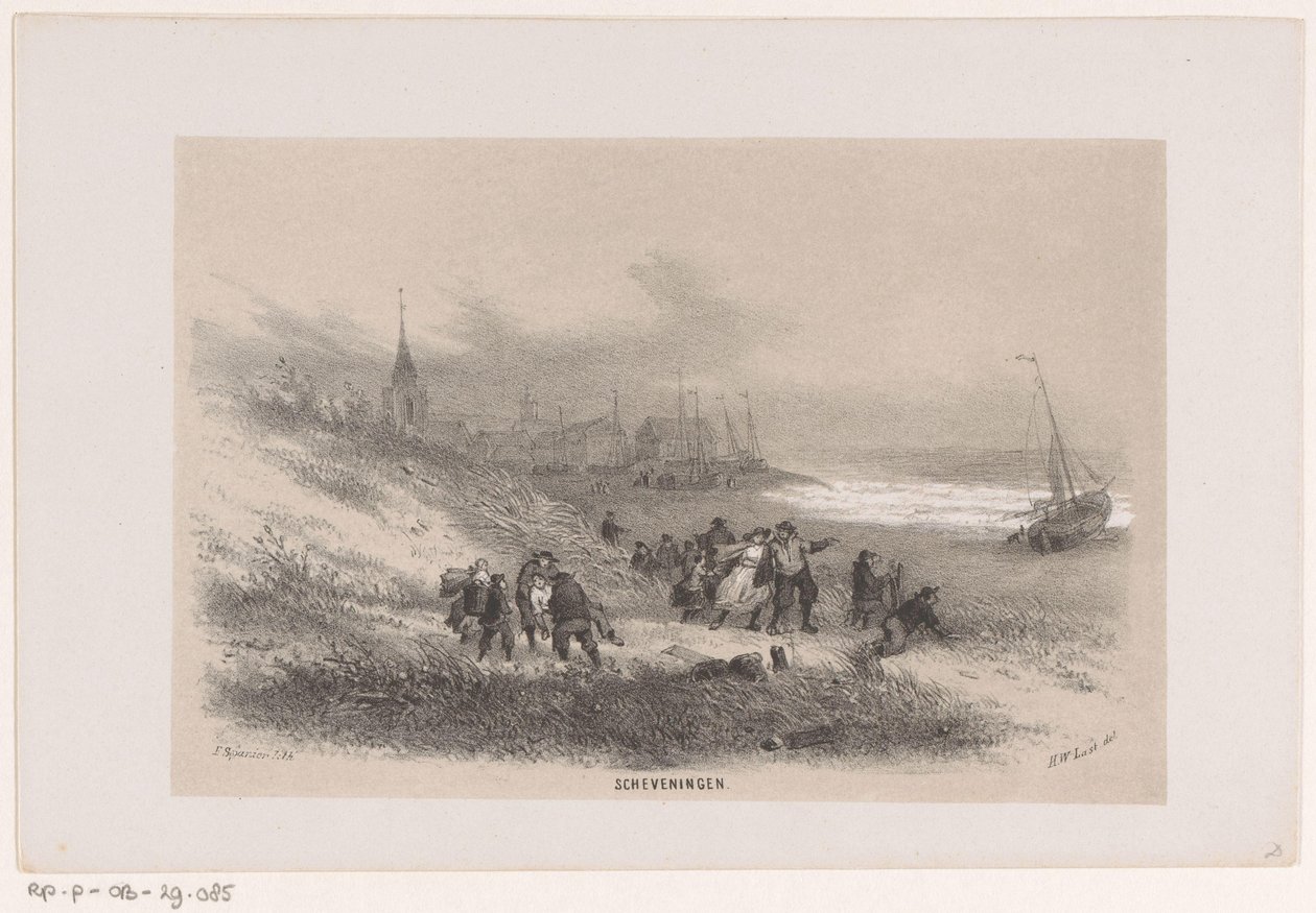Scheveningen durante a tempestade de 28 de Maio de 1860
Scheveningen (título sobre o objecto)
Álbum de dez esboços litografados retratando cenas da destruição causada pela tempestade de 28 de Maio de 1860 na Gravenhaagsche Bosch, em Scheveningen, de Hendrik Wilhelmus Last