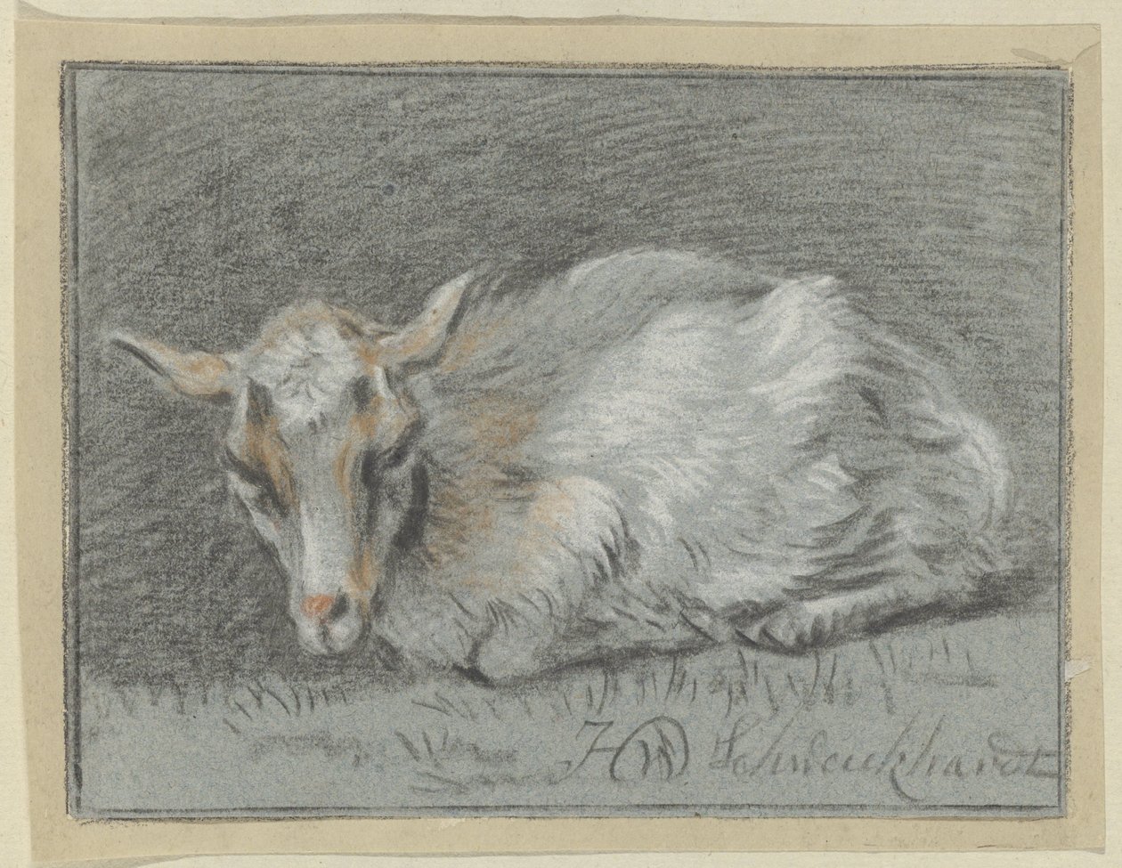 cabra mentirosa de Hendrik Willem Schweickhardt (signed by artist)