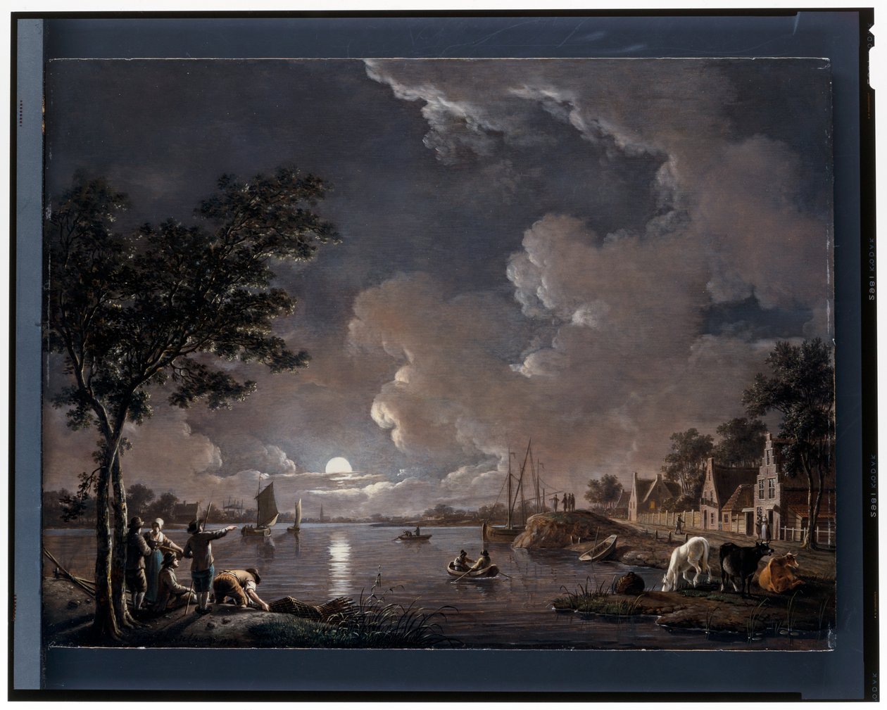 Uma paisagem fluvial ao luar de Hendrik Willem Schweickhardt