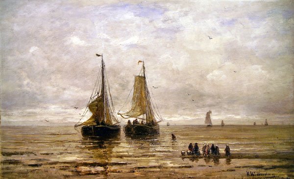 Cena costeira (óleo sobre tela) de Hendrik William Mesdag