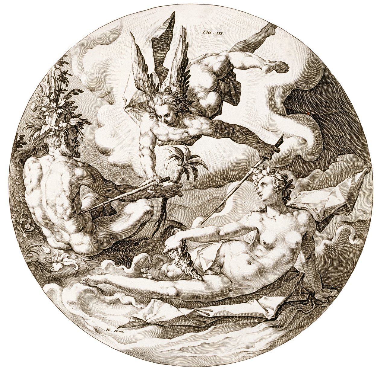 Dia III, A Separação das Águas, da série Os Seis Dias da Criação, 1589 de Hendrik after Goltzius