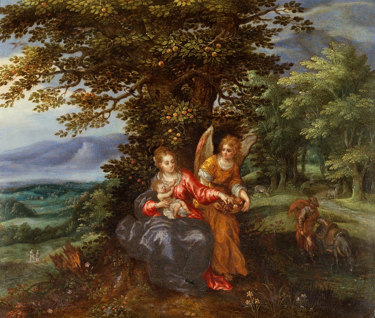 O descanso na fuga para o Egito (óleo sobre cobre) de Hendrik de Clerck