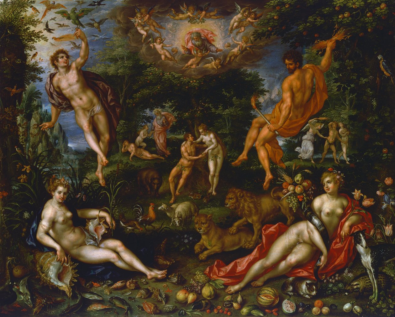 Paraíso Terrestre, c.1607 (óleo sobre tela) de Hendrik de Fromantiou