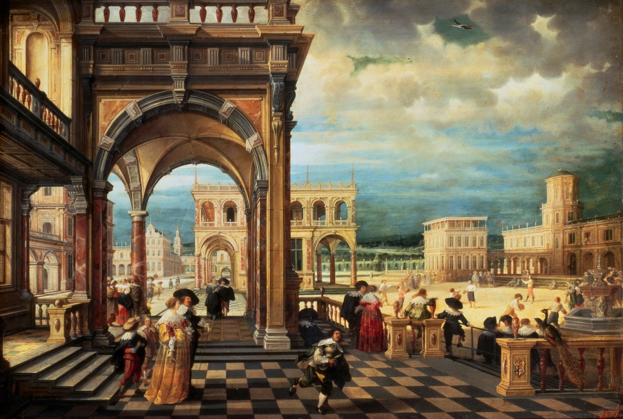 Palácio Italiano, 1623 (óleo sobre cobre) de Hendrik the Younger Steenwyck