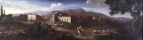 Um Mosteiro na Campagna Romana de Hendrik van (studio of) Lint