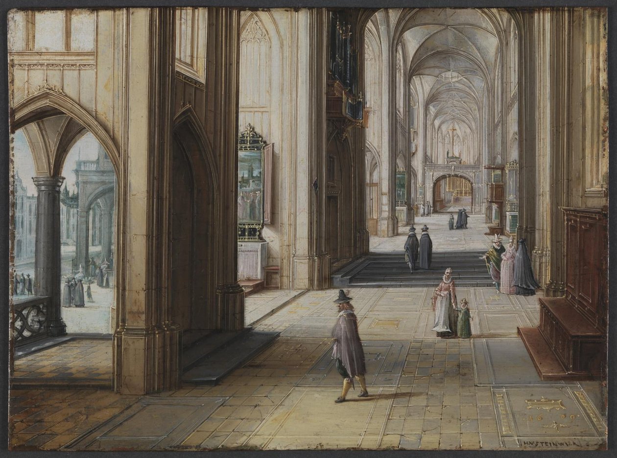 Interior de uma igreja gótica olhando para o leste de Hendrik van II Steenwijck