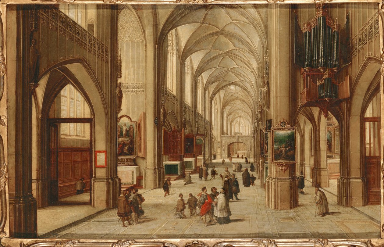 Interior de uma igreja gótica de Hendrik van Steenwyck