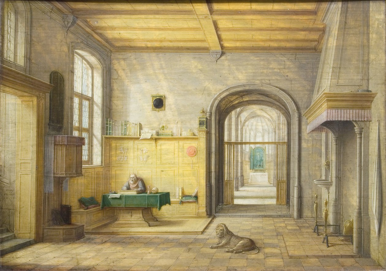 São Jerônimo em seu estudo, 1624 de Hendrik van Steenwyck