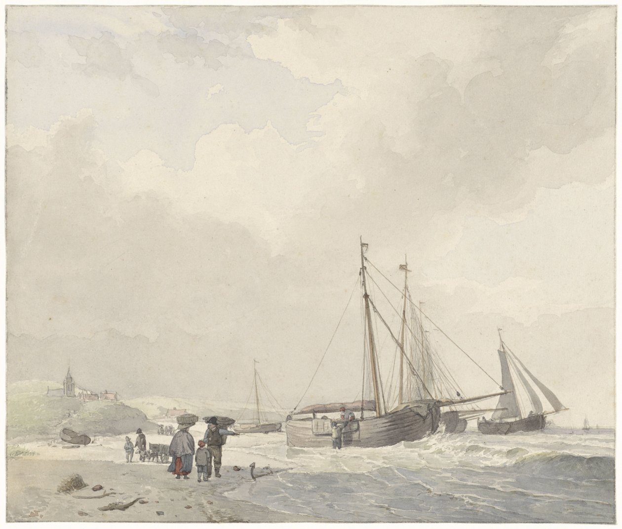 Vista da praia em Scheveningen de Hendrikus van de Sande Bakhuyzen