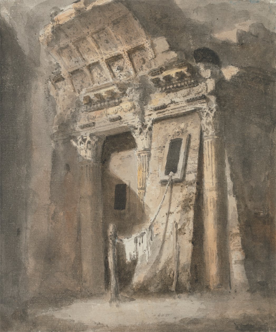 Arco Arco arruinado com uma Linha de Lavagem, possivelmente em Roma de Heneage Finch fourth Earl of Aylesford