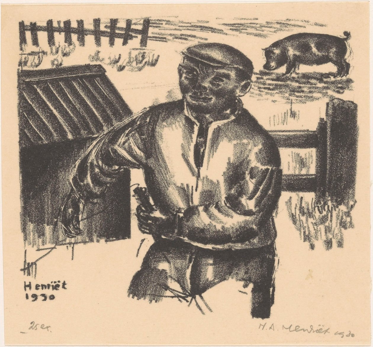 Fazendeiro em um celeiro de Henk Henriët